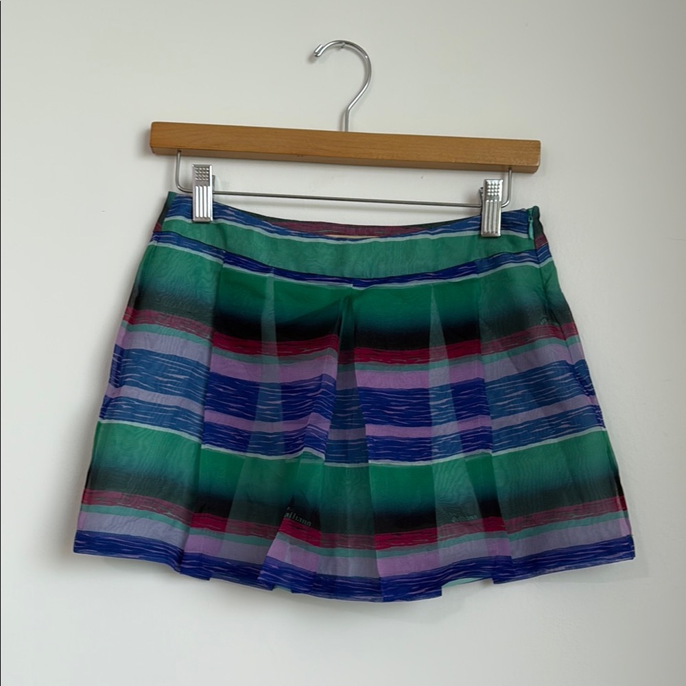 John Galliano Blue Green Mini Skirt